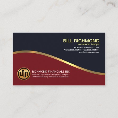 Bold Energetic Retro Gold Wave Investment Business Card