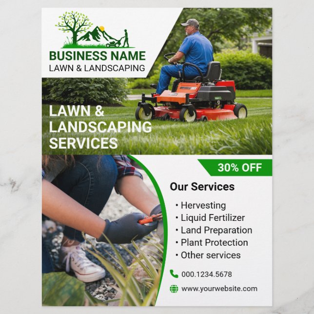 Bold & Engaging Lawn & Landscaping Print Ready Flyer (Front)
