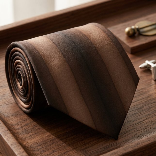 Bold Espresso and Chocolate Brown Wide Stripe Neck Tie (Creator Uploaded)