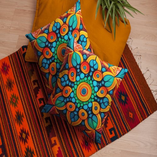 Bold Ethnic Mandala Throw Pillow