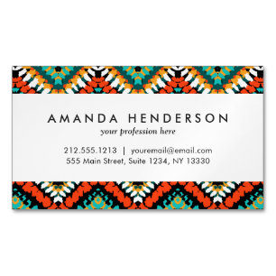 Bold Ethnic Native Tribal Pattern Business Card Magnet