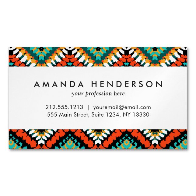 Bold Ethnic Native Tribal Pattern Business Card Magnet (Front)