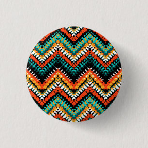 Bold Ethnic Native Tribal Pattern Button