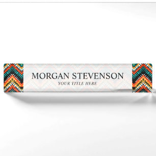 Bold Ethnic Native Tribal Pattern Desk Name Plate