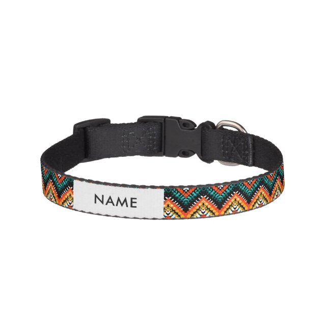 Bold Ethnic Native Tribal Pattern Pet Collar (Front)