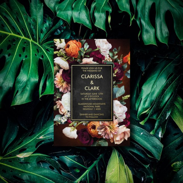 Bold Eucalyptus Wild Flower Orange Wedding Foil In Foil Invitation (Creator Uploaded)