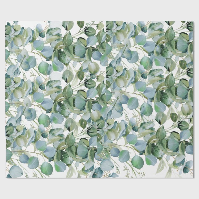 Bold Eucalyptus Wrapping Paper – Trendy Greenery  (Flat)