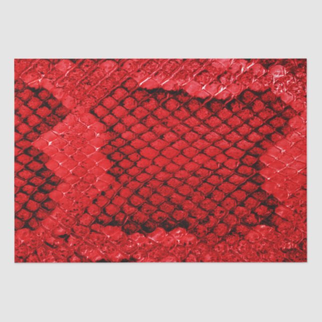 Bold exotic snake skin print texture pattern red tissue paper (Front)
