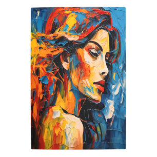 Bold Expressionist Female Portrait Abstract Metal Print