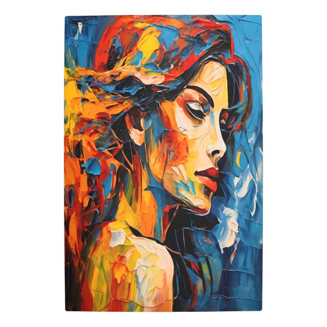 Bold Expressionist Female Portrait Abstract Metal Print (Front)