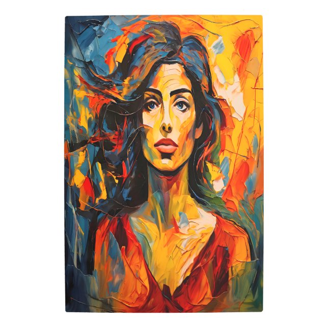 Bold Expressionist Woman Abstract Portrait Metal Print (Front)