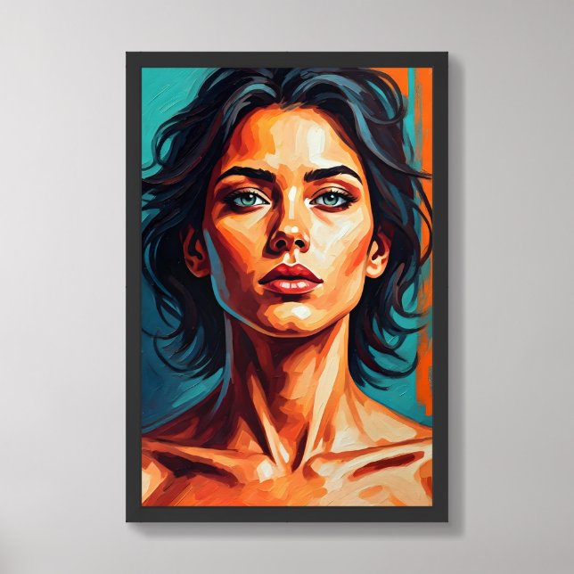 Bold Expressive Female Portrait Framed Art (Framed Front)
