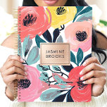 Bold Expressive Floral Custom Name Planner<br><div class="desc">This vibrant design features expressive florals in bold shades of coral, yellow, pink, and teal, accented with lively brushstrokes and a sleek rose gold nameplate. The personalized touch makes it perfect for students, professionals, or anyone who loves colorful and artistic designs. Ideal for organizing daily tasks, journaling, or planning with...</div>