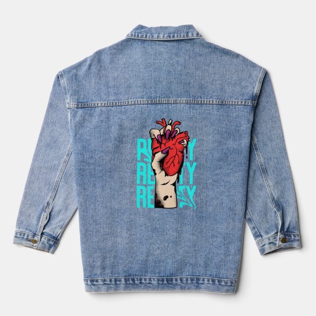 Bold Expressive Saying Design  Denim Jacket (Back)