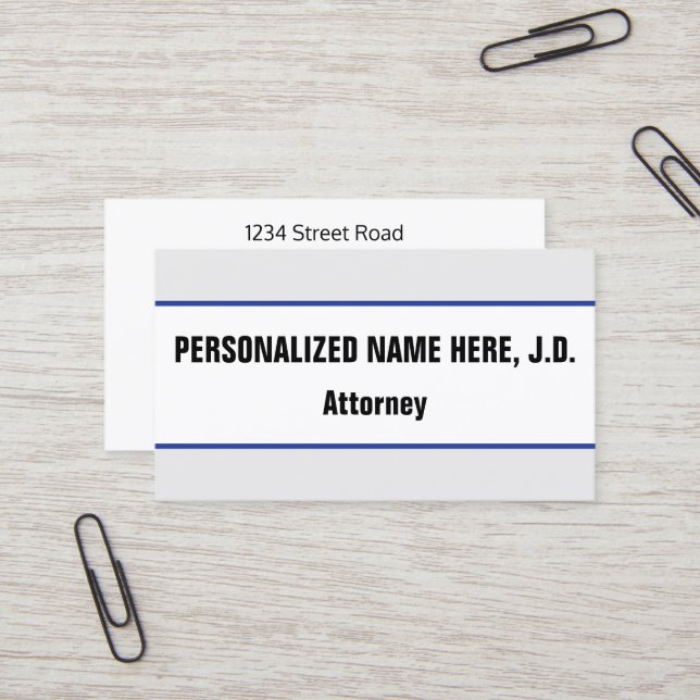 Bold, Eye-Catching Attorney Business Card (Front/Back In Situ)