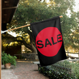 Bold Eye-Catching Bright Red Black Sale Sign Flag
