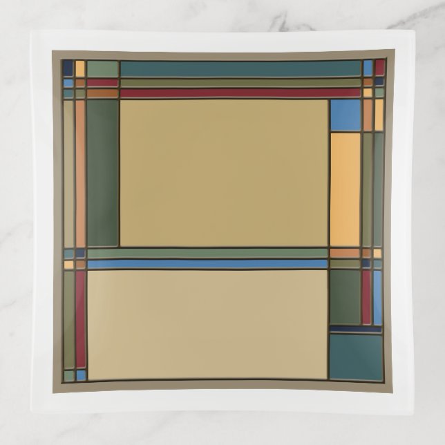 Bold Fall Arts & Crafts Geometric Colors Trinket Tray (Front)