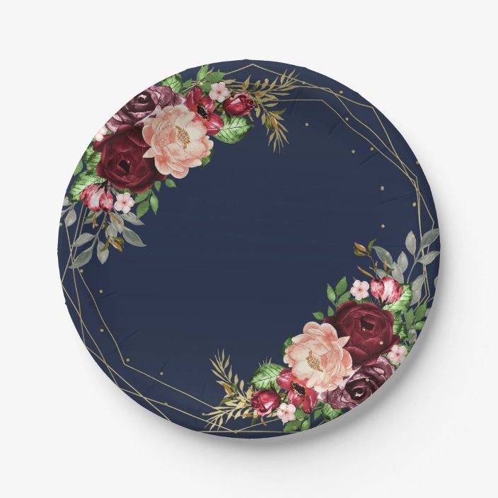 navy and gold paper plates
