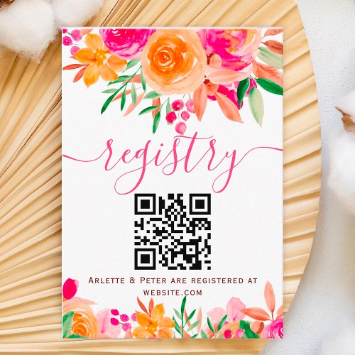 Bold fall floral watercolor bridal shower registry enclosure card