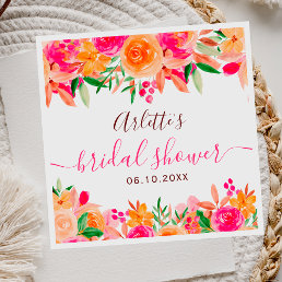 Bold fall floral watercolor bridal shower welcome napkins