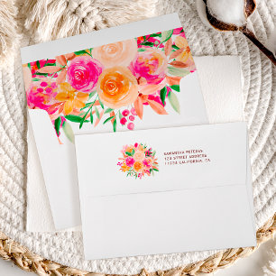 Bold fall floral watercolor chic bridal shower envelope