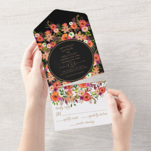Bold Fall Floral Wedding All in One Invitation