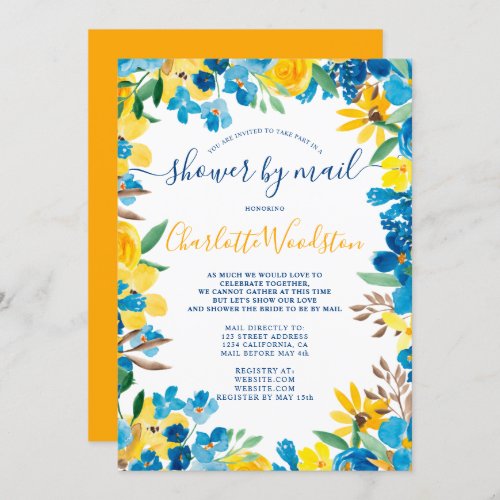 Bold fall sunflowers floral bridal shower by mail invitation