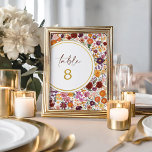 Bold Fall Wildflower Wedding Table Number<br><div class="desc">Guide your guests to their seats with these stunning wedding table number cards, featuring vibrant fall wildflowers in rich shades of burgundy, blush, purple, yellow and burnt orange. The lush floral design adds a warm, rustic charm to your reception, while the elegant, modern typography ensures a refined and sophisticated look....</div>