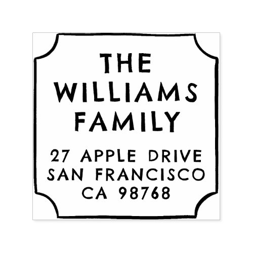 Bold Family Name  Hand Drawn Frame Return Address Self_inking Stamp