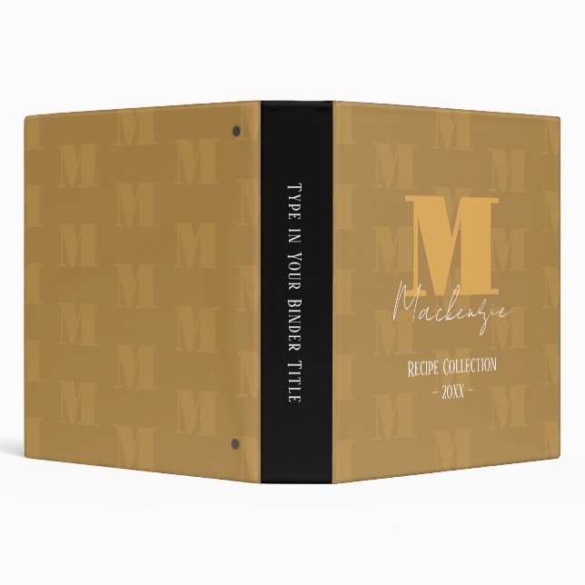 Bold Fat Letter Fancy Script Monogram 3 Ring Binde Binder (Background)