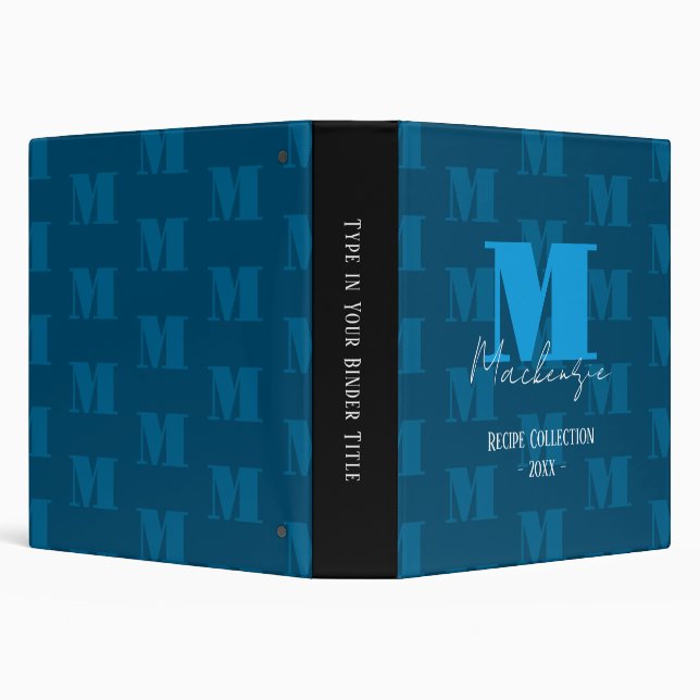 Bold Fat Letter Fancy Script Monogram 3 Ring Binder (Background)