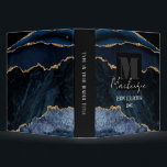 Bold Fat Letter Script Monogram Blue Agate Binder<br><div class="desc">Modern and stylish bold single letter monogram with script font for name. All text is adjustable. Great for many different uses. For school,  work,  or the home.</div>