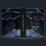 Bold Fat Letter Script Monogram Blue Agate Binder<br><div class="desc">Modern and stylish bold single letter monogram with script font for name. All text is adjustable. Great for many different uses. For school,  work,  or the home.</div>