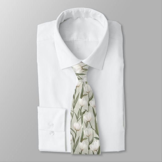 Bold Fathers Day Tulip Flower Neck Tie (Tied)