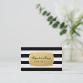 Bold Faux Gold Foil / Striped Business Cards (Standing Front)