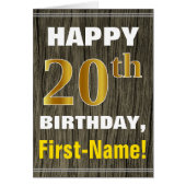 Bold, Faux Wood, Faux Gold 20th Birthday + Name (Front)
