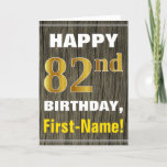 [ Thumbnail: Bold, Faux Wood, Faux Gold 82nd Birthday + Name Card ]