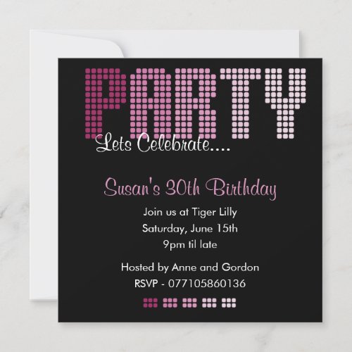 Bold Feminine DISCO Birthday Party Invitation