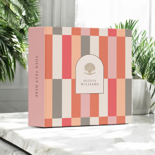 Bold Feminine Stripes Pattern with Name Custom 3 Ring Binder