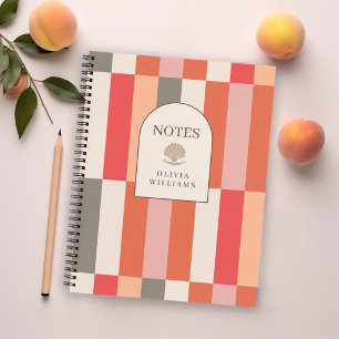Bold Feminine Stripes with Name Custom Notebook