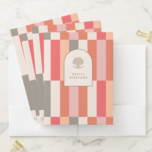 Bold Feminine Stripes with Your Name Custom Pocket Folder