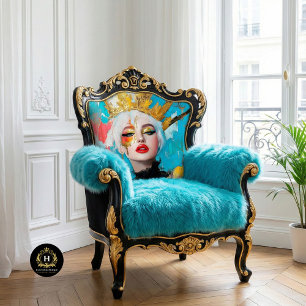 Bold Feminist Furniture  Gold Crown Decoupage  Tissue Paper