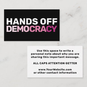 Bold Feminist Protest Art Hands Off Democracy Business Card