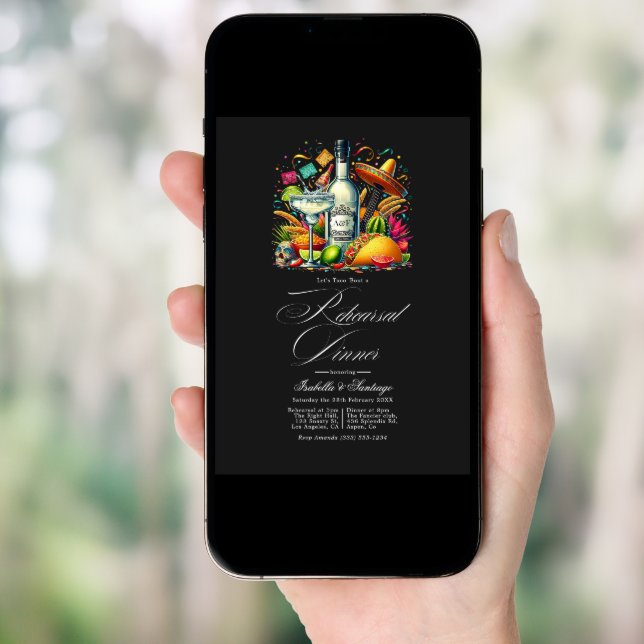 Bold Fiesta "Let's Taco 'Bout a Rehearsal Dinner" Invitation (Front Digital)