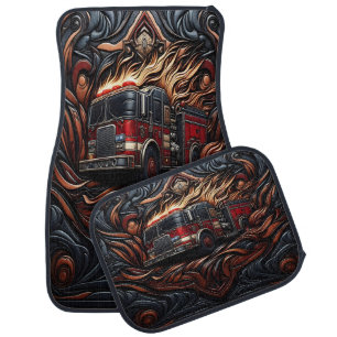 Bold Fire Truck on Car Floor Mat
