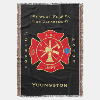 Bold Firefighter Maltese Cross Art Throw Blanket