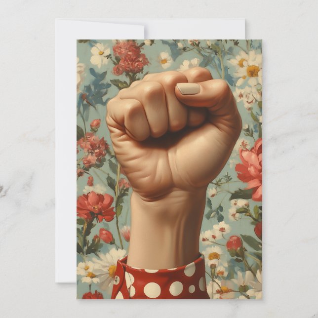  Bold Fist Floral Background Invitation (Front)