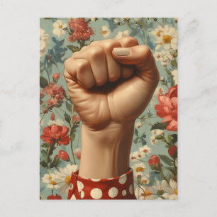 Bold Fist Floral Background Postcard