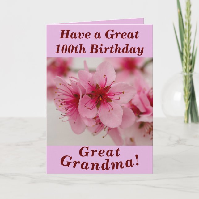 Bold Floral 100th Birthday Card for Great Grandma (Front)