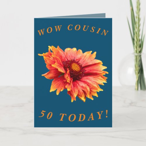 Bold Floral 50th Birthday Card for Cousin